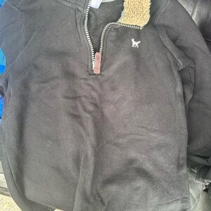 Carter's Black Zip-Up Sweater with Tan Sherpa